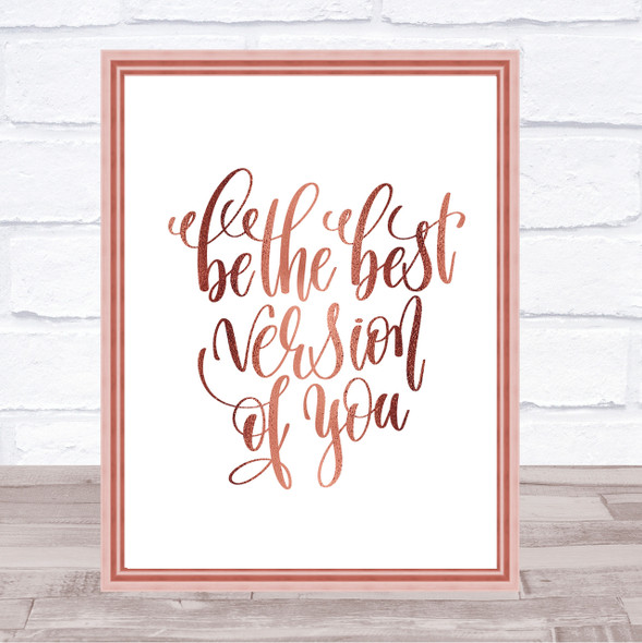 Best Version Of You Swirl Quote Print Poster Rose Gold Wall Art