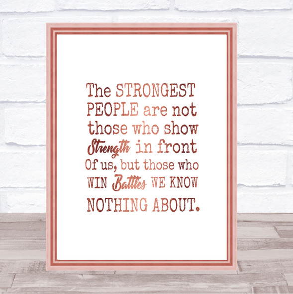 Win Battles Quote Print Poster Rose Gold Wall Art