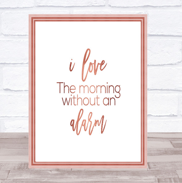 Without An Alarm Quote Print Poster Rose Gold Wall Art