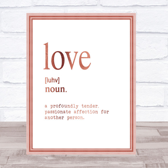 Word Definition Love Quote Print Poster Rose Gold Wall Art