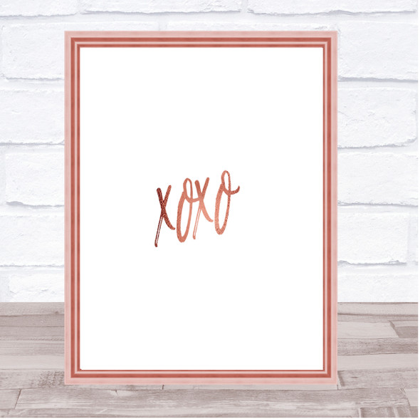 Xoxo Quote Print Poster Rose Gold Wall Art