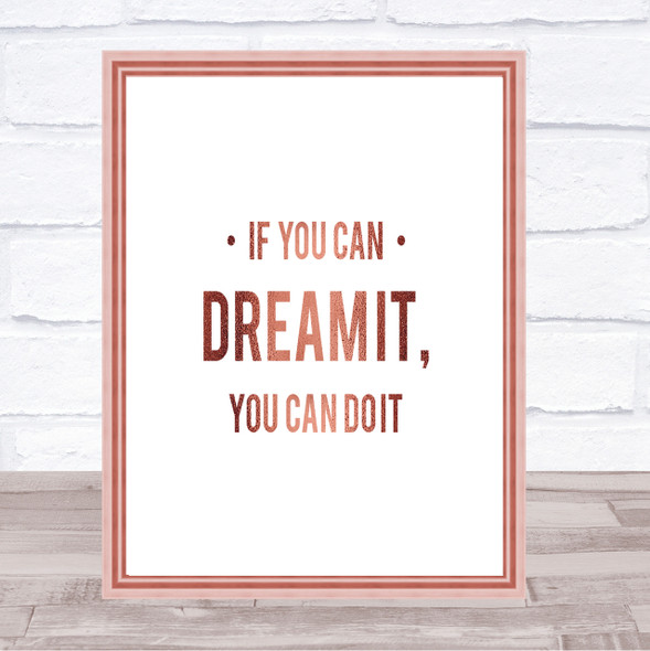 You Can Do It Quote Print Poster Rose Gold Wall Art