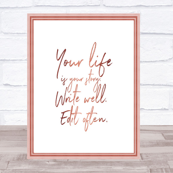 Your Life Quote Print Poster Rose Gold Wall Art