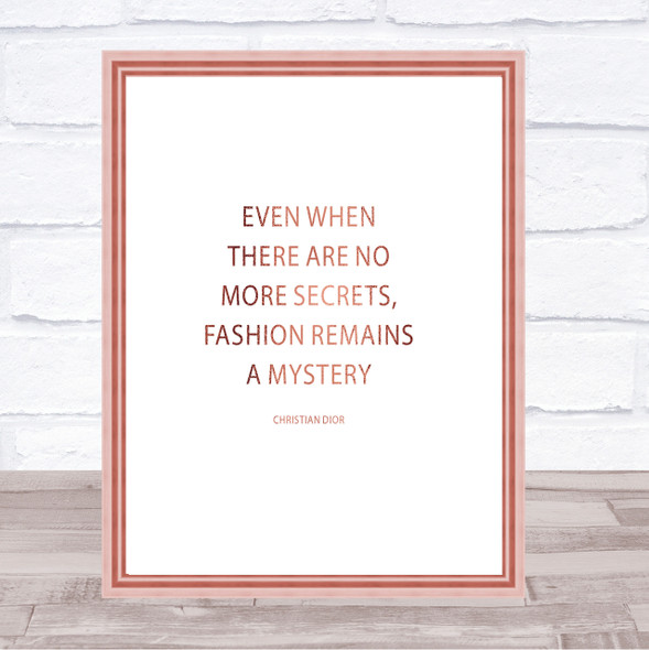 Christian Dior Fashion A Mystery Quote Print Poster Rose Gold Wall Art