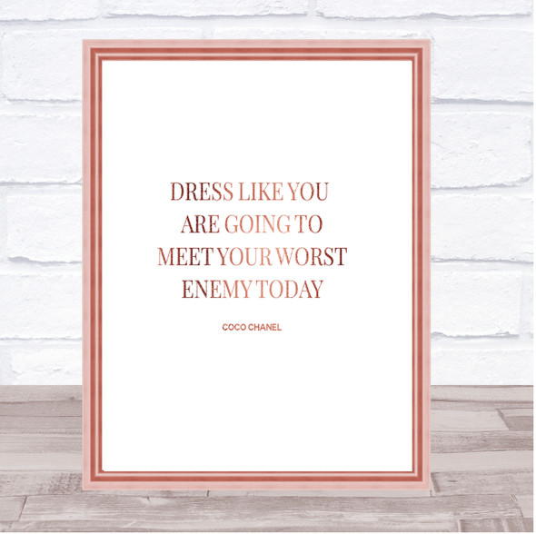 Coco Chanel Worst Enemy Quote Print Poster Rose Gold Wall Art