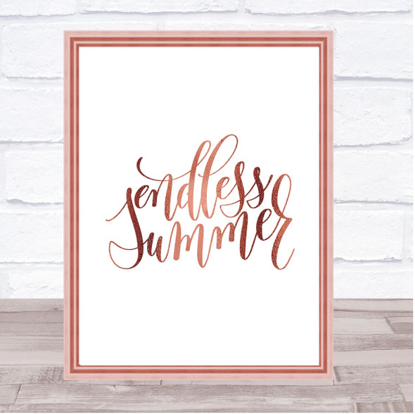Endless Summer Quote Print Poster Rose Gold Wall Art