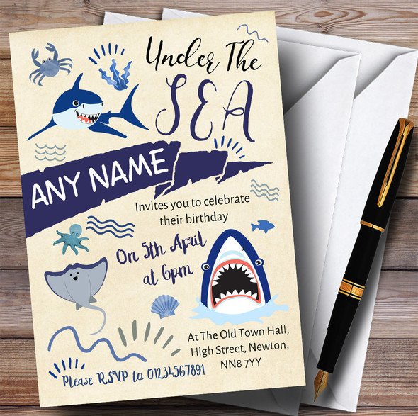 Under The Sea Vintage Children's Birthday Party Invitations