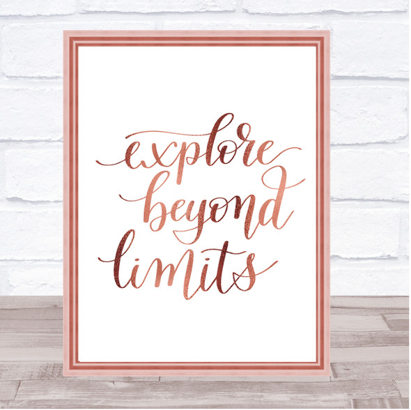 Explore Beyond Limits Quote Print Poster Rose Gold Wall Art