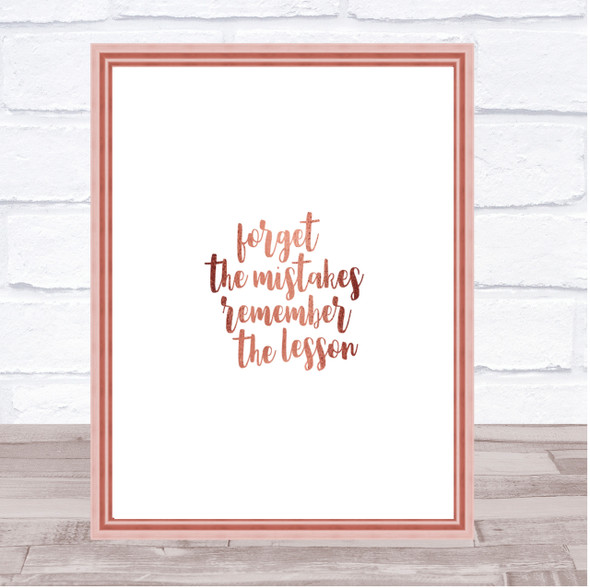 Forget Mistakes Quote Print Poster Rose Gold Wall Art