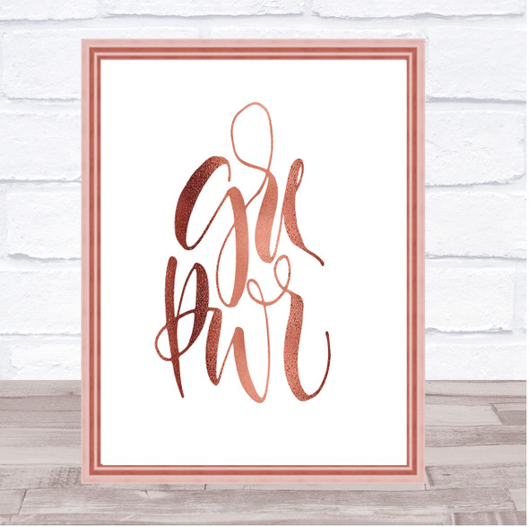 Girl Power Text Quote Print Poster Rose Gold Wall Art