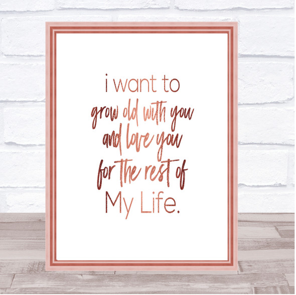 Grow Old Quote Print Poster Rose Gold Wall Art