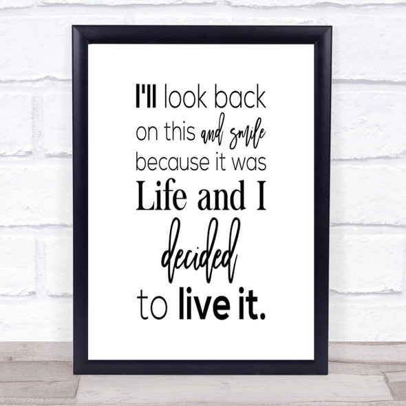 Look Back And Smile Quote Print Poster Typography Word Art Picture