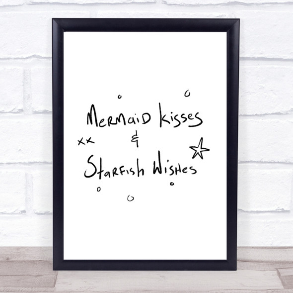 Mermaid Kisses Quote Print Poster Typography Word Art Picture