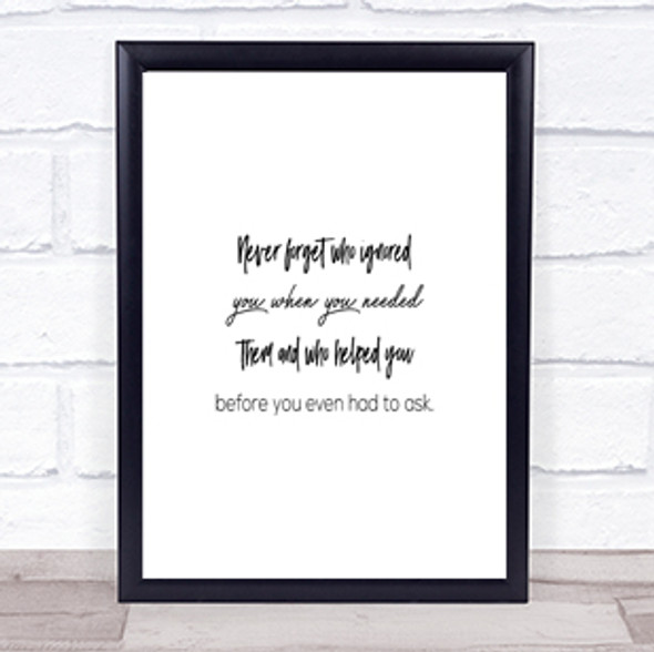 Never Forget Who Ignored You Quote Print Poster Typography Word Art Picture