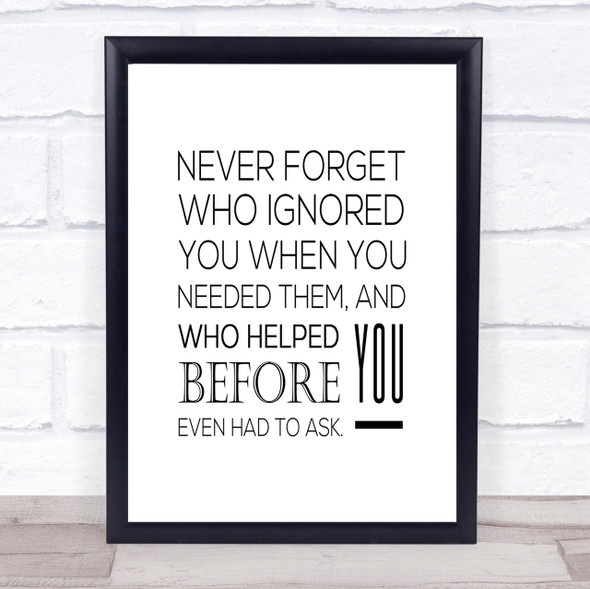 Never Forget Quote Print Poster Typography Word Art Picture