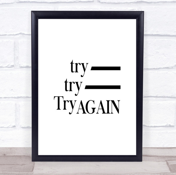 Try Again Quote Print Poster Typography Word Art Picture