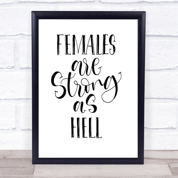 Female Strong As Hell Quote Print Poster Typography Word Art Picture