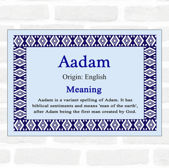 Aadam Name Meaning Blue Certificate