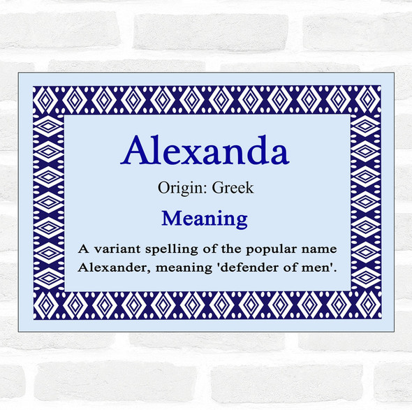 Alexanda Name Meaning Blue Certificate