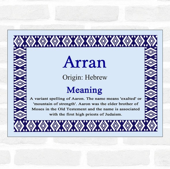 Arran Name Meaning Blue Certificate