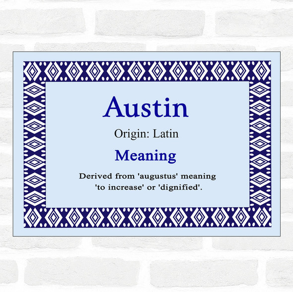 Austin Name Meaning Blue Certificate