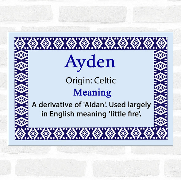 Ayden Name Meaning Blue Certificate