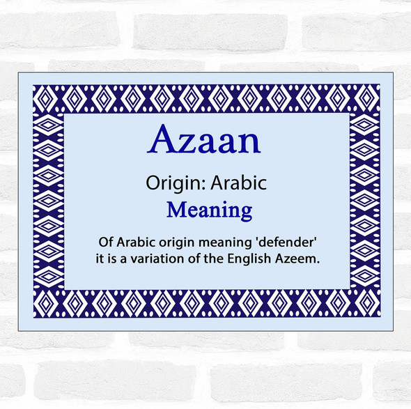 Azaan Name Meaning Blue Certificate
