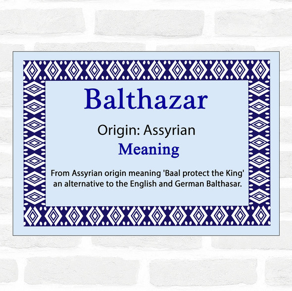 Balthazar Name Meaning Blue Certificate