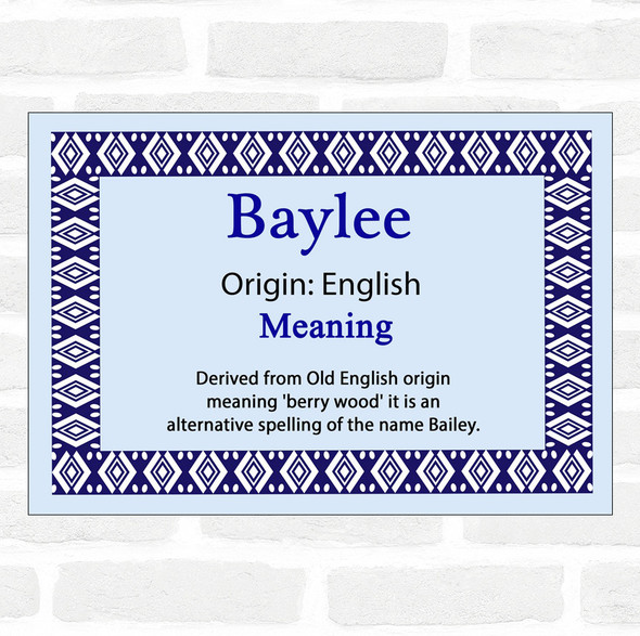 Baylee Name Meaning Blue Certificate