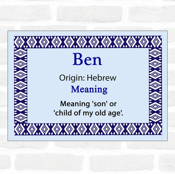 Ben Name Meaning Blue Certificate
