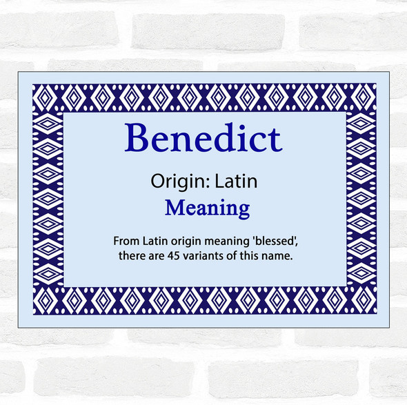 Benedict Name Meaning Blue Certificate