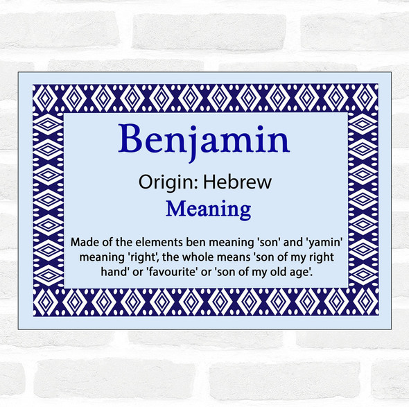 Benjamin Name Meaning Blue Certificate