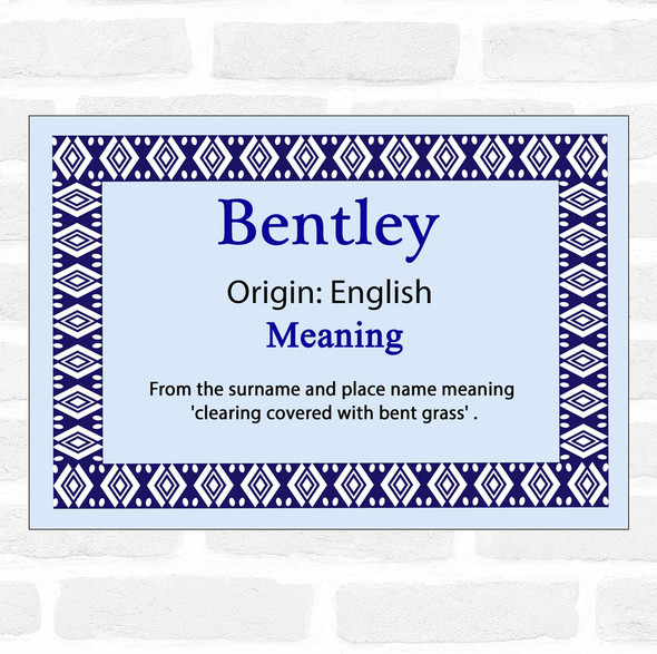 Bentley Name Meaning Blue Certificate