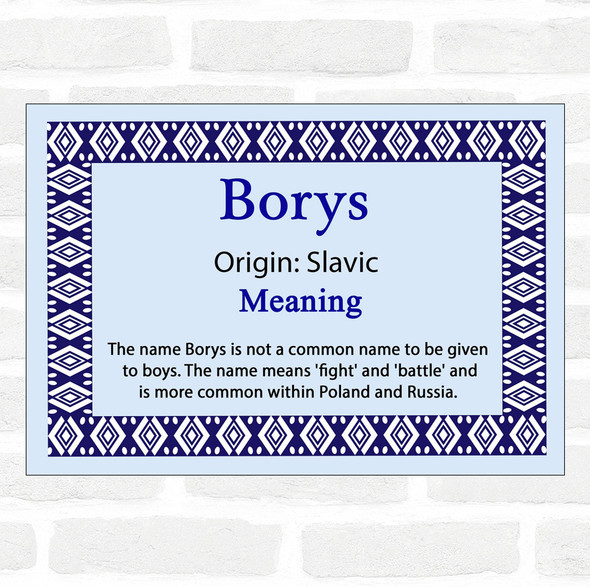 Borys Name Meaning Blue Certificate