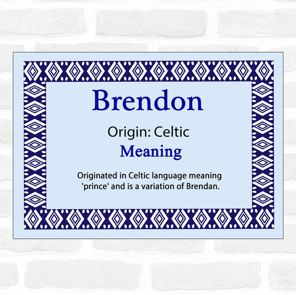 Brendon Name Meaning Blue Certificate