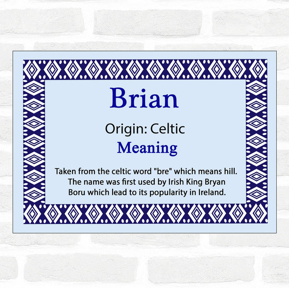 Brian Name Meaning Blue Certificate