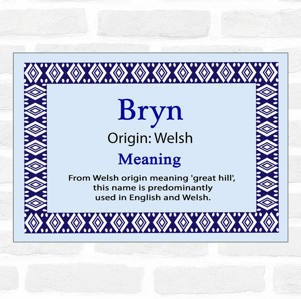 Bryn Name Meaning Blue Certificate
