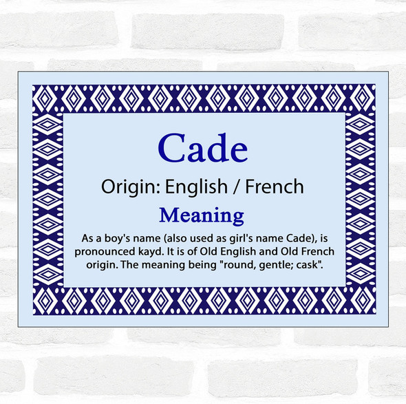 Cade Name Meaning Blue Certificate