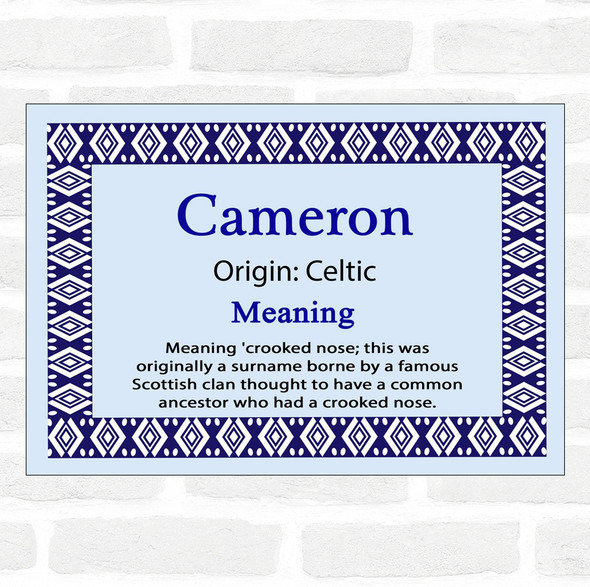 Cameron Name Meaning Blue Certificate