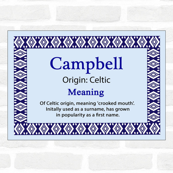 Campbell Name Meaning Blue Certificate