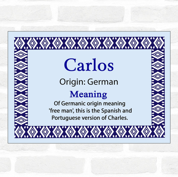 Carlos Name Meaning Blue Certificate