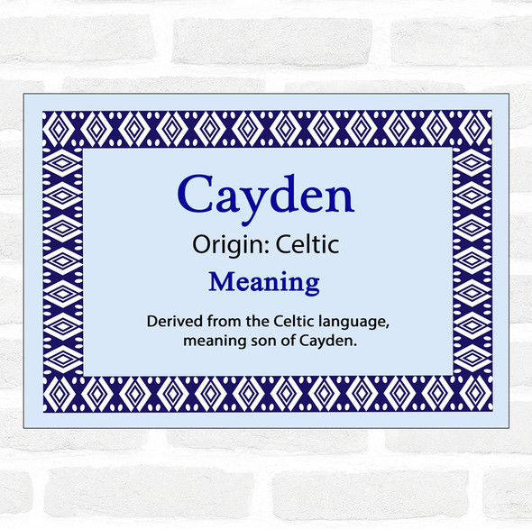 Cayden Name Meaning Blue Certificate