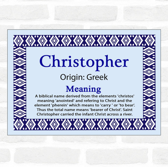 Christopher Name Meaning Blue Certificate