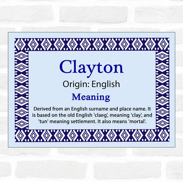 Clayton Name Meaning Blue Certificate