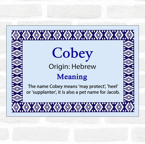Cobey Name Meaning Blue Certificate