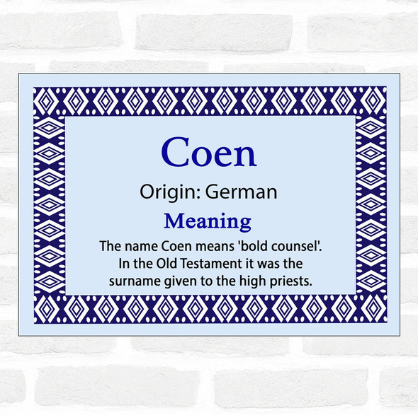 Coen Name Meaning Blue Certificate