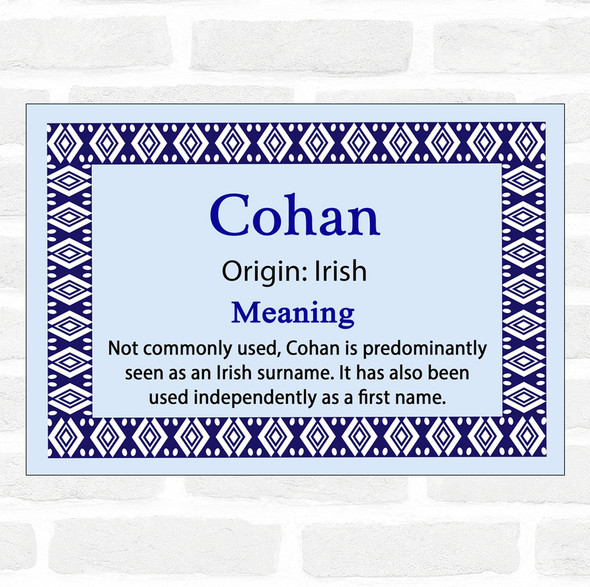 Cohan Name Meaning Blue Certificate