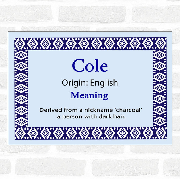 Cole Name Meaning Blue Certificate