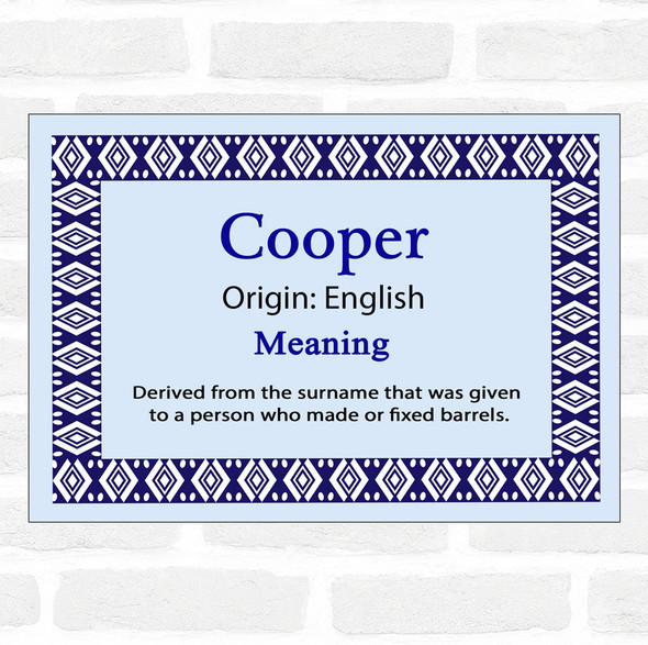 Cooper Name Meaning Blue Certificate