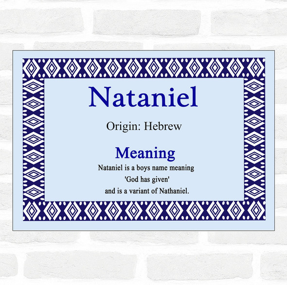 Nataniel Name Meaning Blue Certificate